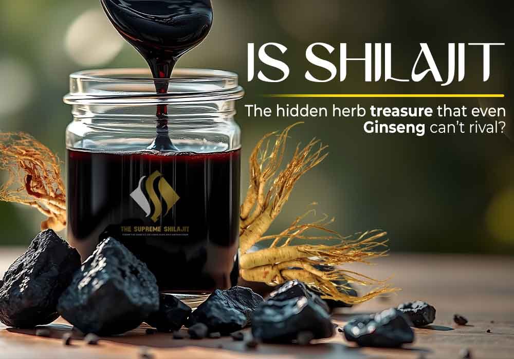 Natural Shilajit resin with health benefits displayed in a jar.